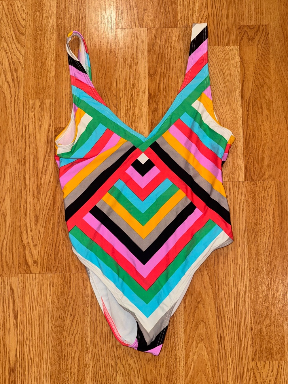 Vibrant Chevron Stripe One-Piece Swimsuit - Multicolor